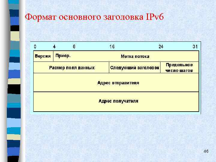 Формат основного заголовка IPv 6 46 