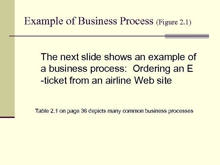 Example of Business Process (Figure 2. 1) The next slide shows an example of