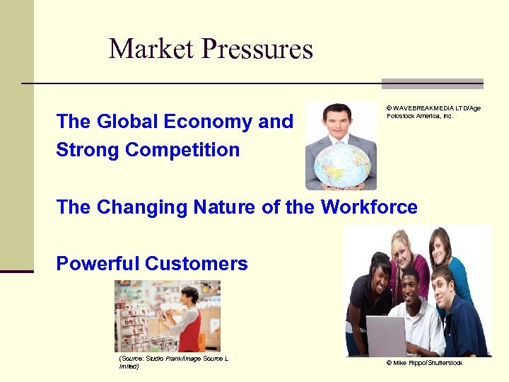 Market Pressures The Global Economy and Strong Competition © WAVEBREAKMEDIA LTD/Age Fotostock America, Inc.