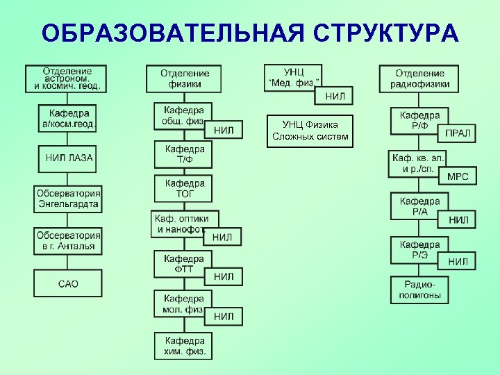 ОБРАЗОВАТЕЛЬНАЯ СТРУКТУРА УНЦ Физика Сложных систем 