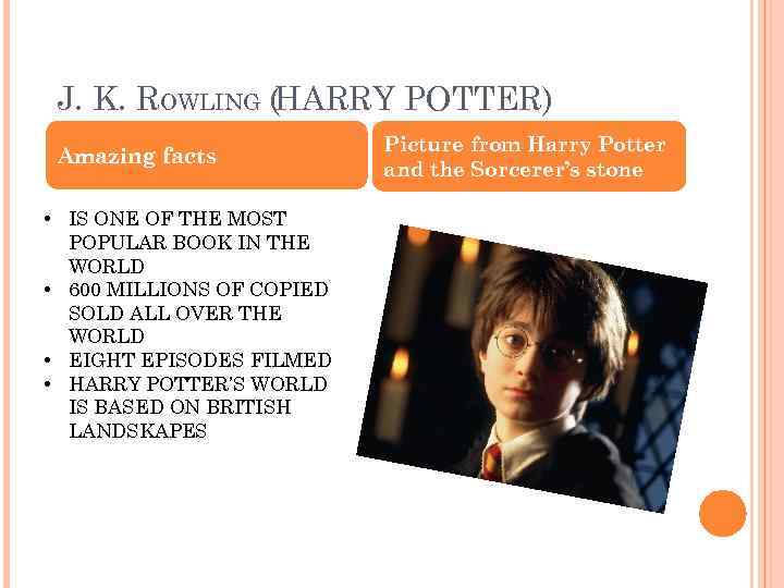 J. K. ROWLING (HARRY POTTER) Amazing facts • IS ONE OF THE MOST POPULAR