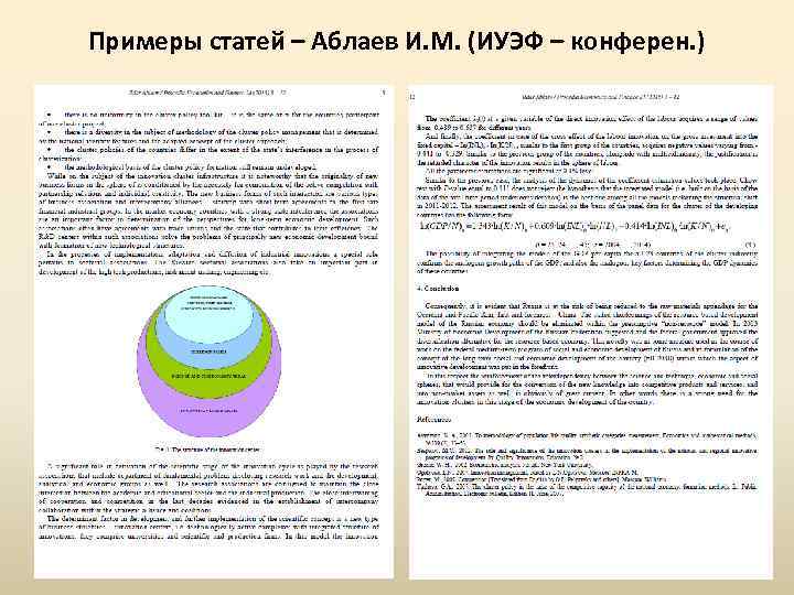 Примеры статей – Аблаев И. М. (ИУЭФ – конферен. ) 