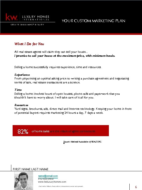 YOUR CUSTOM MARKETING PLAN What I Do for You All real estate agents will