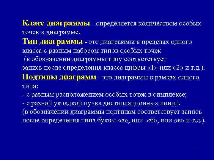 Класс диаграммы - определяется количеством особых точек в диаграмме. . Тип диаграммы - это