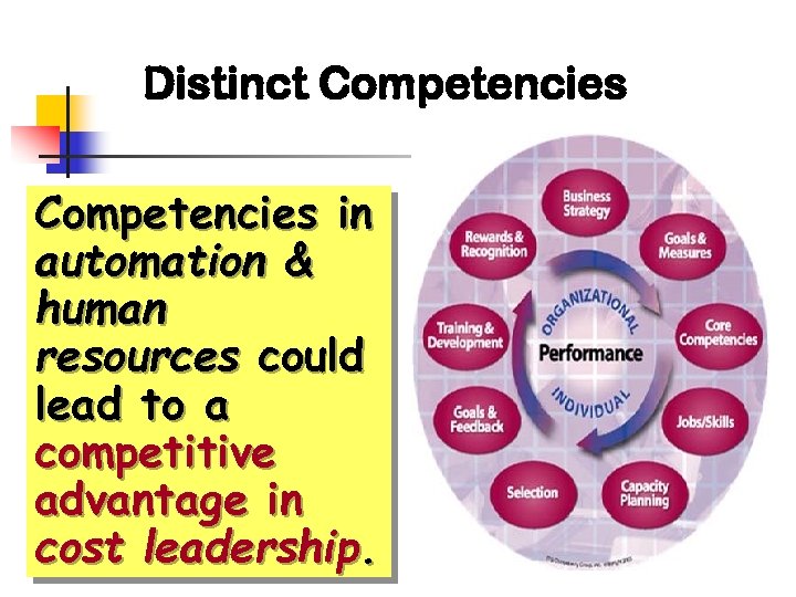 Distinct Competencies in automation & human resources could lead to a competitive advantage in
