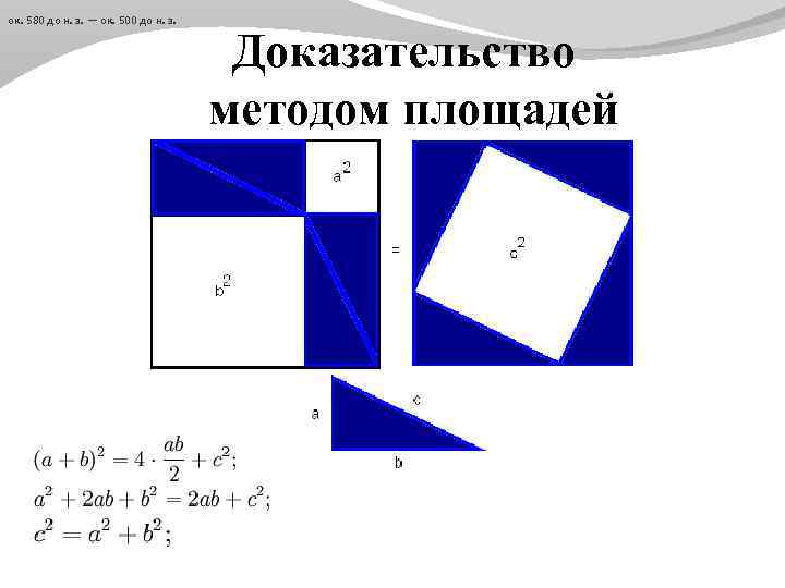 ок. 580 до н. э. — ок. 500 до н. э. Доказательство методом площадей