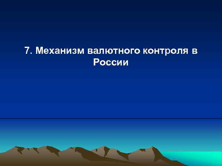 7. Механизм валютного контроля в России 