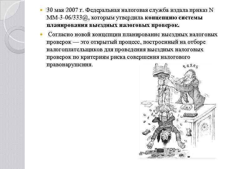 30 мая 2007 г. Федеральная налоговая служба издала приказ N ММ-3 -06/333@, которым утвердила