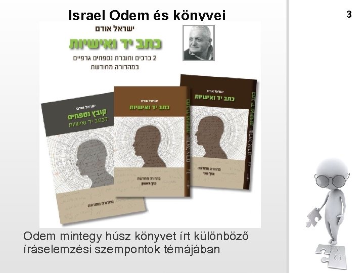 Israel Odem és könyvei Odem mintegy húsz könyvet írt különböző íráselemzési szempontok témájában 3