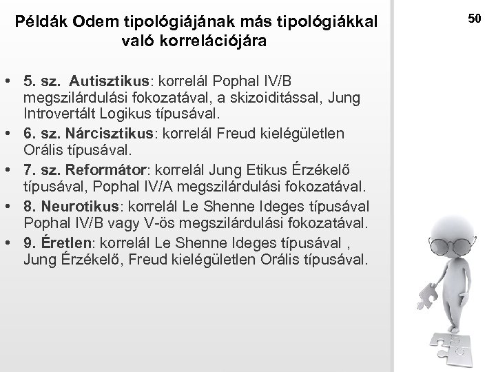 Példák Odem tipológiájának más tipológiákkal való korrelációjára • 5. sz. Autisztikus: korrelál Pophal IV/B