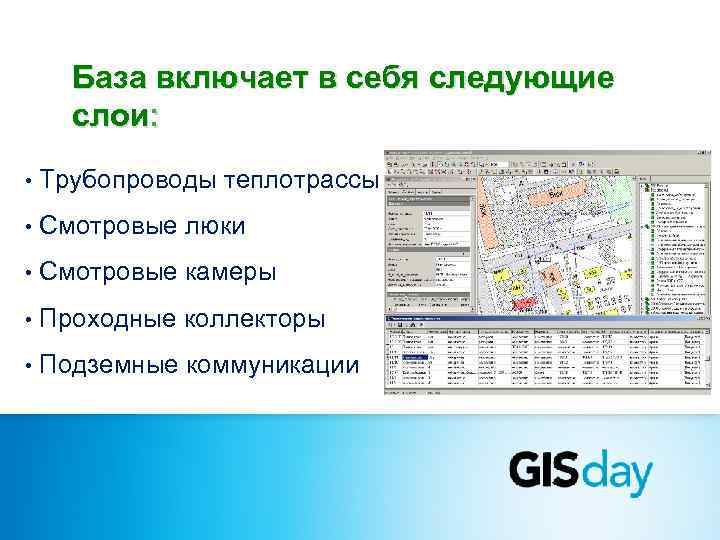 База включает в себя следующие слои: • Трубопроводы теплотрассы • Смотровые люки • Смотровые