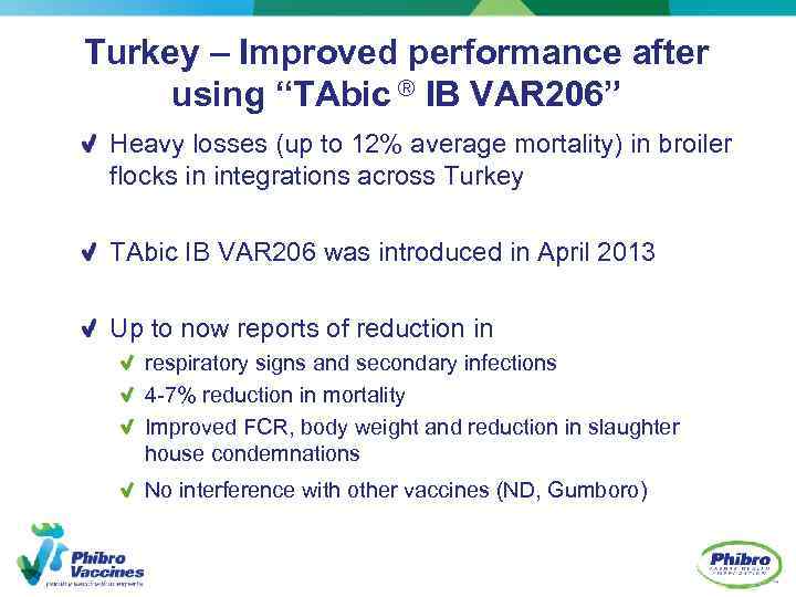 Turkey – Improved performance after using “TAbic ® IB VAR 206” Heavy losses (up