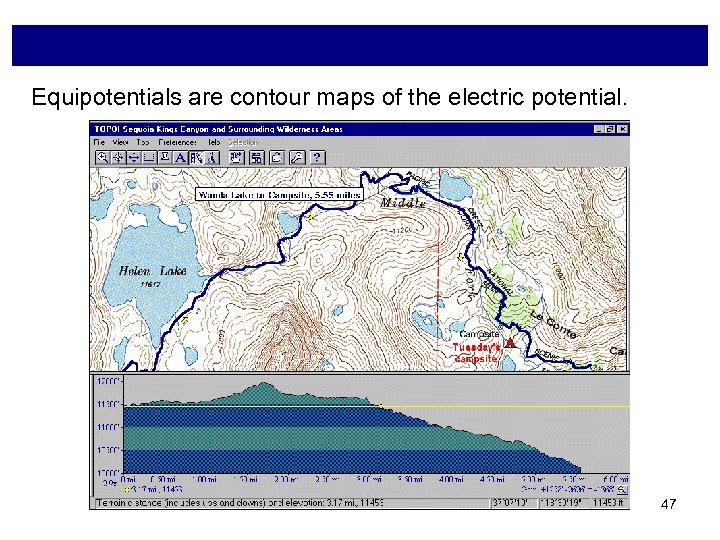 Equipotentials are contour maps of the electric potential. 47 