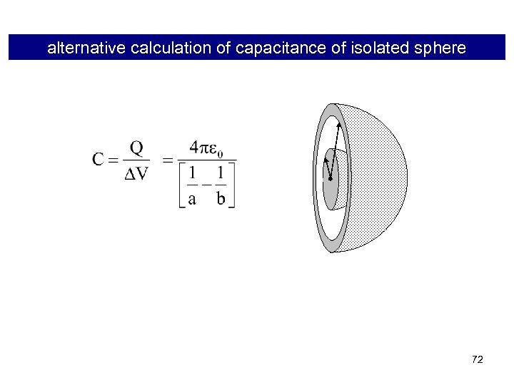 alternative calculation of capacitance of isolated sphere 72 