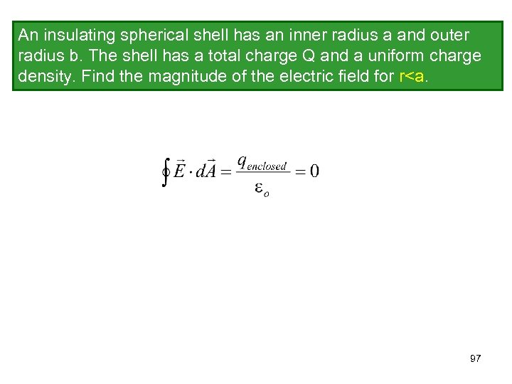 An insulating spherical shell has an inner radius a and outer radius b. The