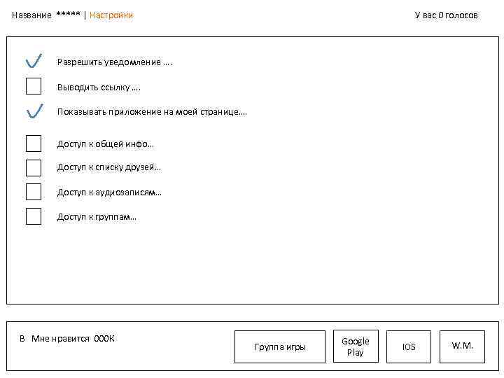 Название ***** | Настройки У вас 0 голосов Разрешить уведомление …. Выводить ссылку ….