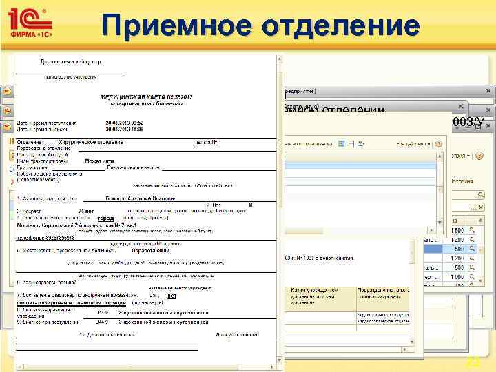 Приемное отделение • • • Учет поступающих пациентов Учет госпитализированных пациентов Учет получивших отказ