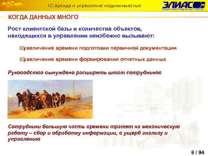 1 С: Аренда и управление недвижимостью КОГДА ДАННЫХ МНОГО Рост клиентской базы и количества