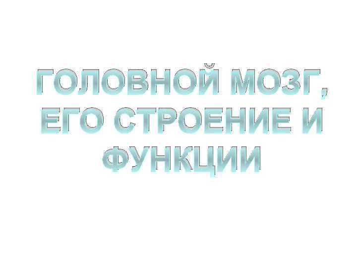 ГОЛОВНОЙ МОЗГ, ЕГО СТРОЕНИЕ И ФУНКЦИИ 