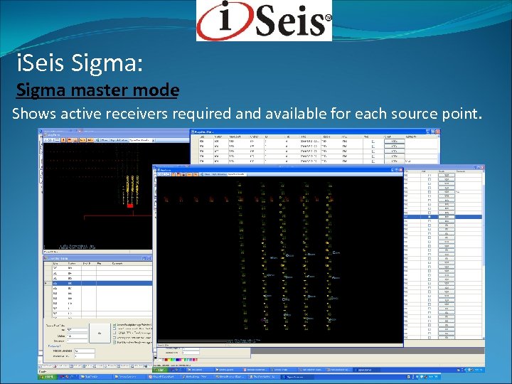 i. Seis Sigma: Sigma master mode Shows active receivers required and available for each