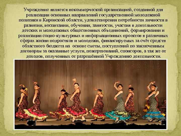 Учреждение является некоммерческой организацией, созданной для реализации основных направлений государственной молодежной политики в Кировской