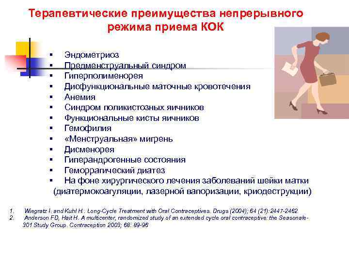 Терапевтические преимущества непрерывного режима приема КОК § § § § 1. 2. Эндометриоз Предменструальный