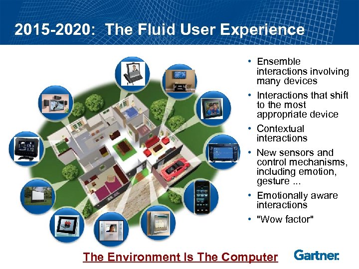 2015 -2020: The Fluid User Experience • Ensemble interactions involving many devices • Interactions