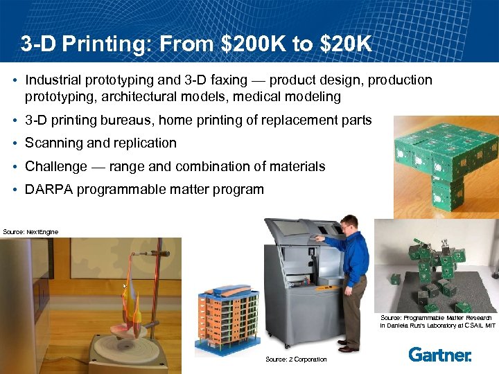 3 -D Printing: From $200 K to $20 K • Industrial prototyping and 3