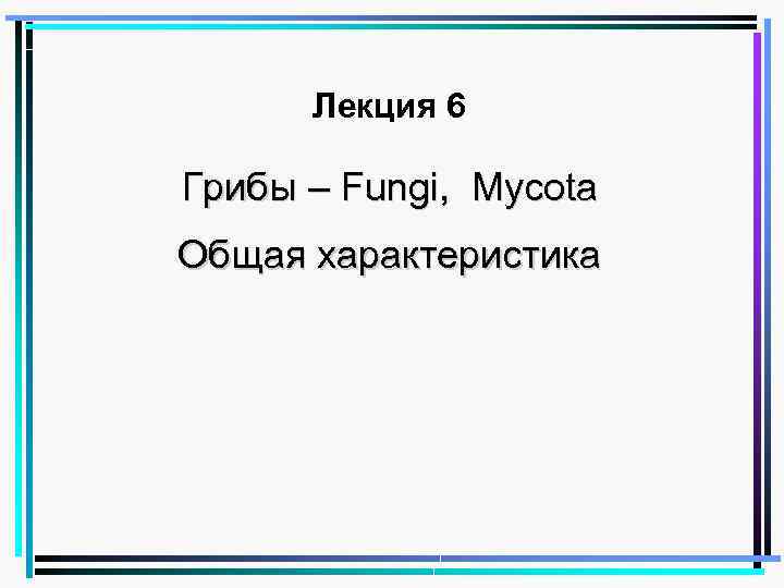 Лекция 6 Грибы – Fungi, Mycota Общая характеристика 