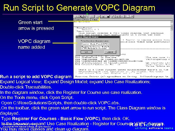 Run Script to Generate VOPC Diagram Green start arrow is pressed VOPC diagram name