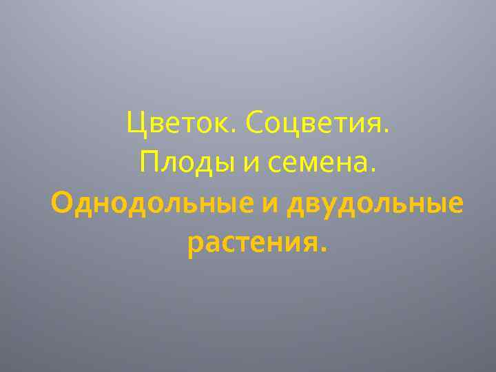 Цветок. Соцветия. Плоды и семена. Однодольные и двудольные растения. 