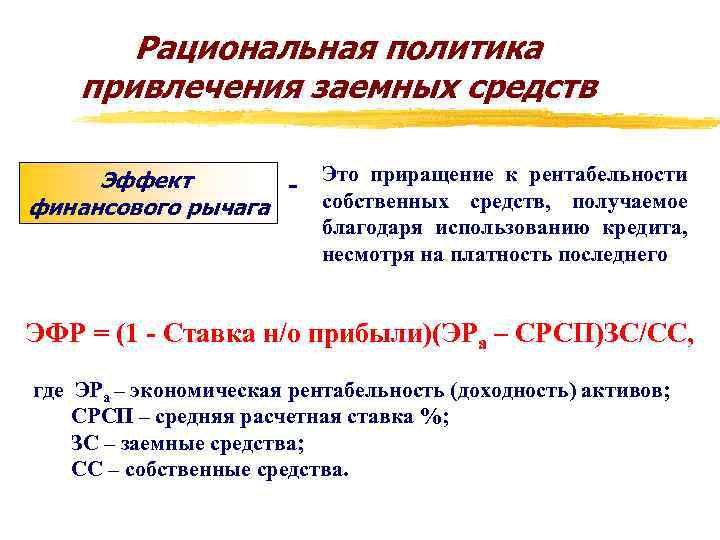 Эффект финансового рычага. Оценка экономической целесообразности привлечения заемных средств. Необходимость привлечения заемных средств.