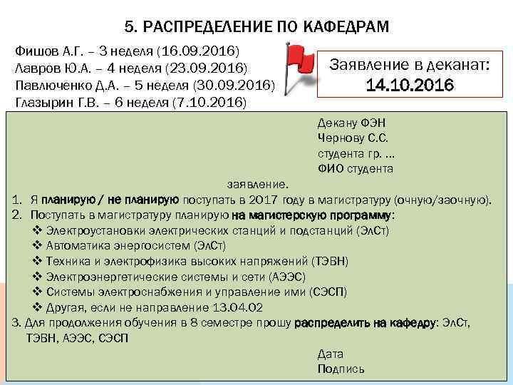 5. РАСПРЕДЕЛЕНИЕ ПО КАФЕДРАМ Фишов А. Г. – 3 неделя (16. 09. 2016) Лавров