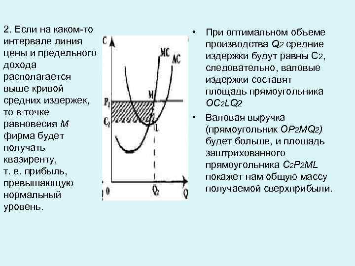 2. Если на каком-то интервале линия цены и предельного дохода располагается выше кривой средних
