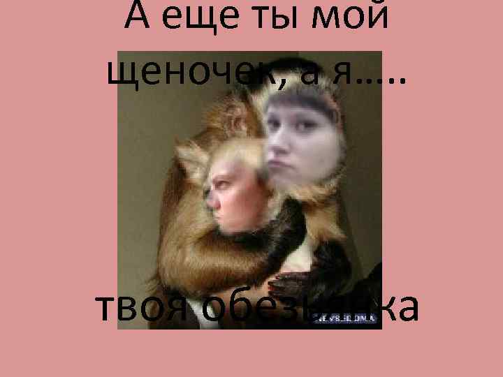 А еще ты мой щеночек, а я…. . твоя обезьянка 