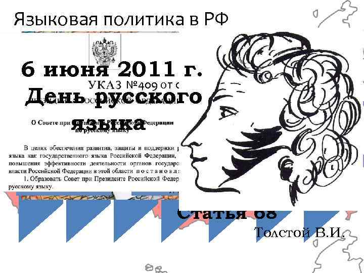 Языковая политика в РФ Закон РФ от 25. 10. 1991№ 1807 -1 (ред. от