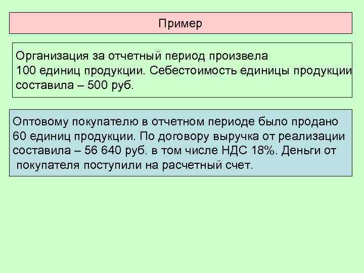 Пример Организация за отчетный период произвела 100 единиц продукции. Себестоимость единицы продукции составила –