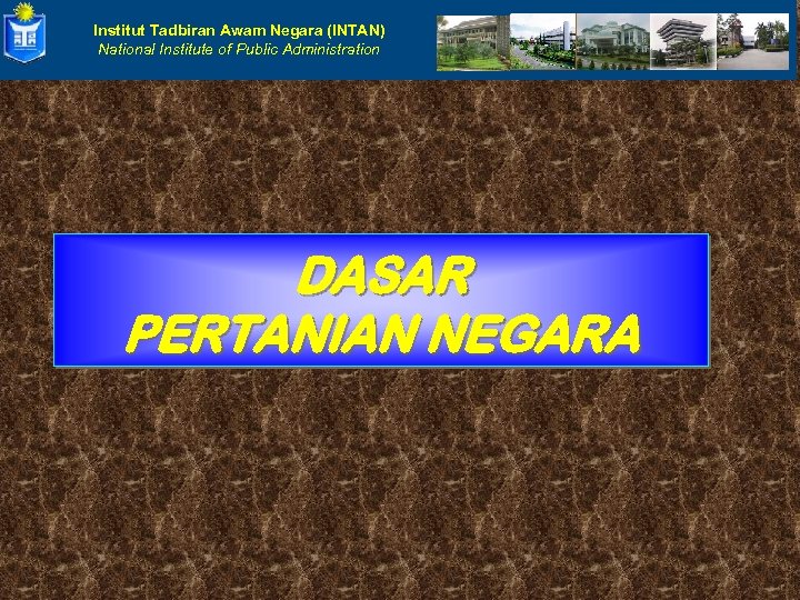 Institut Tadbiran Awam Negara (INTAN) National Institute of Public Administration DASAR PERTANIAN NEGARA 
