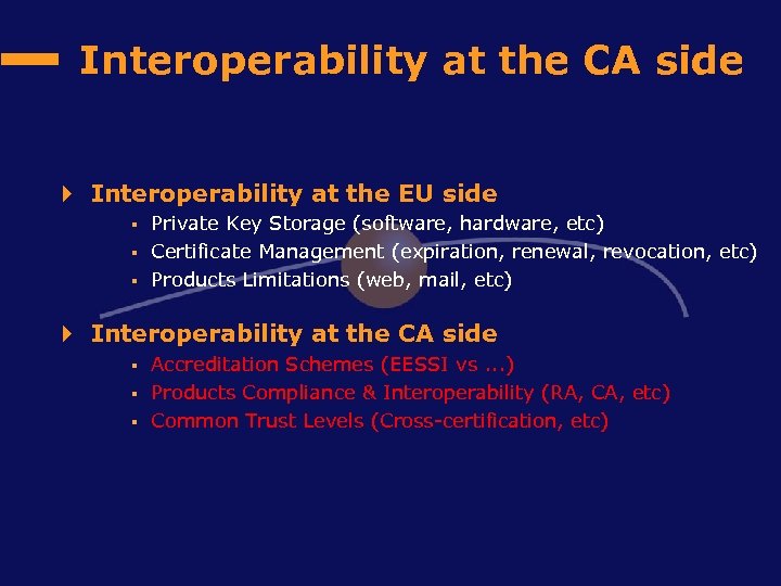 Interoperability at the CA side 4 Interoperability at the EU side § § §
