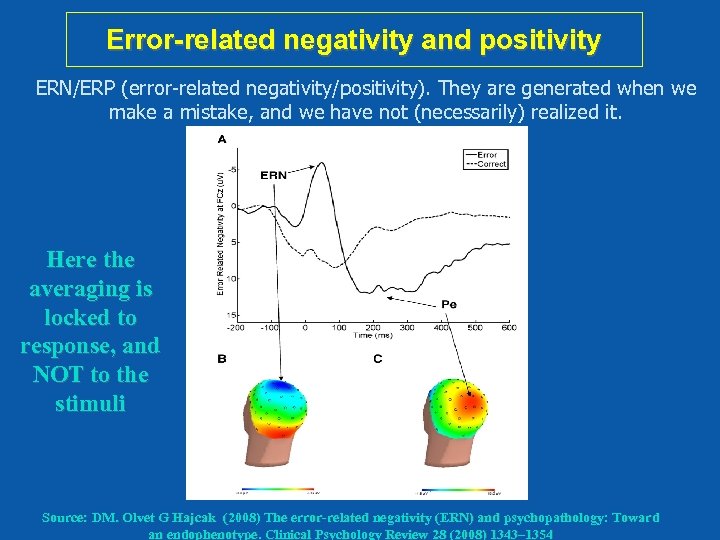 Error-related negativity and positivity ERN/ERP (error-related negativity/positivity). They are generated when we make a