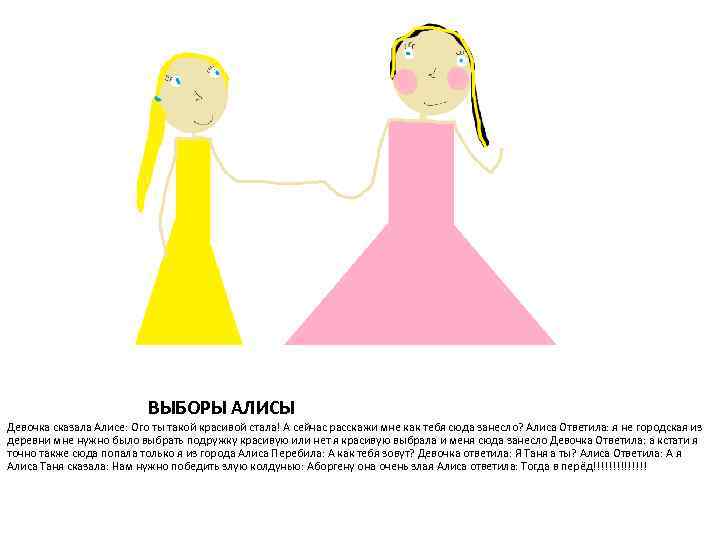 ВЫБОРЫ АЛИСЫ Девочка сказала Алисе: Ого ты такой красивой стала! А сейчас расскажи мне
