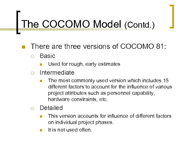 cocomo model e is productivity
