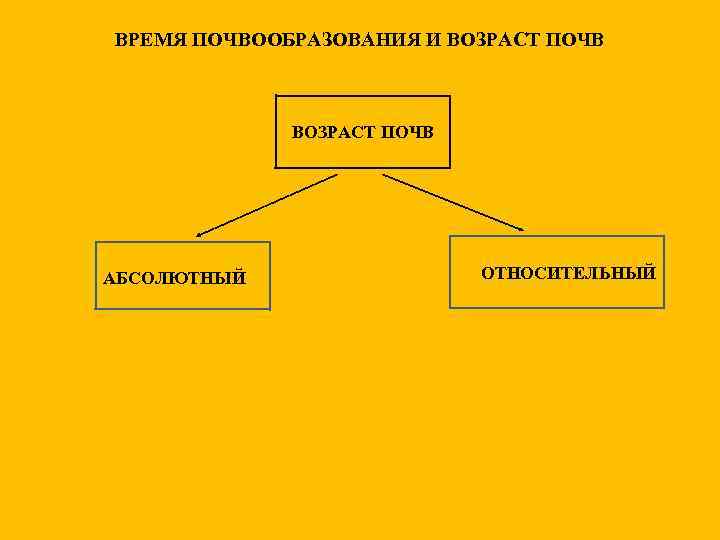 ВРЕМЯ ПОЧВООБРАЗОВАНИЯ И ВОЗРАСТ ПОЧВ АБСОЛЮТНЫЙ ОТНОСИТЕЛЬНЫЙ 