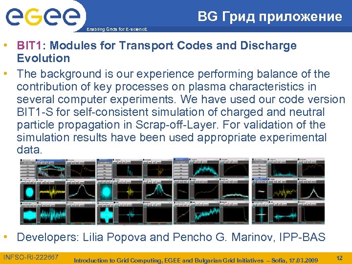 BG Грид приложение Enabling Grids for E-scienc. E • BIT 1: Modules for Transport