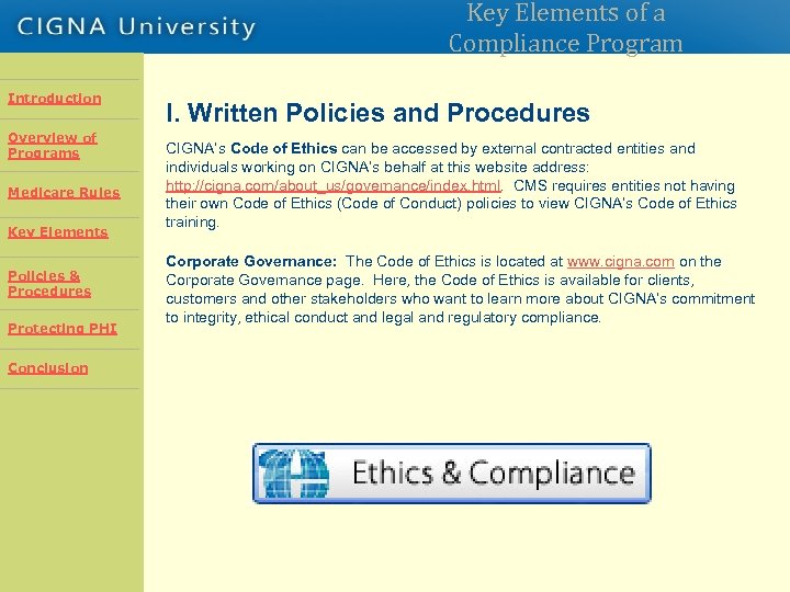Key Elements of a Compliance Program Introduction Overview of Programs Introduction Overview Rules Medicare