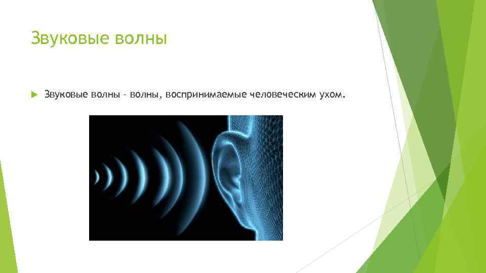 Звуковые волны – волны, воспринимаемые человеческим ухом. 