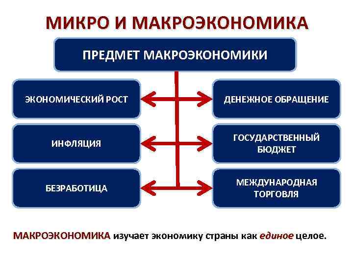 МИКРО И МАКРОЭКОНОМИКА ПРЕДМЕТ МАКРОЭКОНОМИКИ ЭКОНОМИЧЕСКИЙ РОСТ ДЕНЕЖНОЕ ОБРАЩЕНИЕ ИНФЛЯЦИЯ ГОСУДАРСТВЕННЫЙ БЮДЖЕТ БЕЗРАБОТИЦА МЕЖДУНАРОДНАЯ