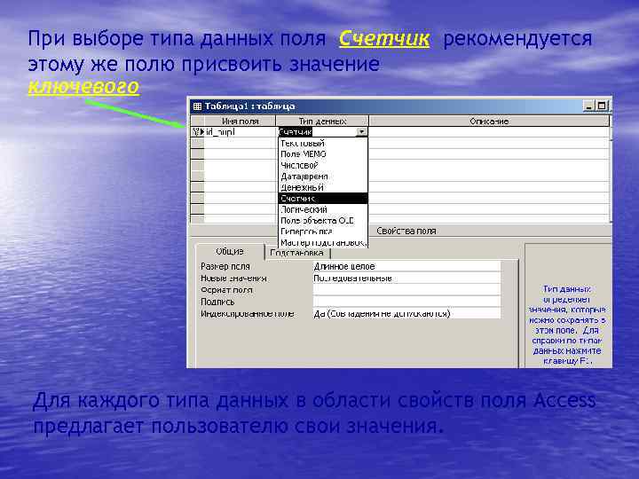 Список полей в access