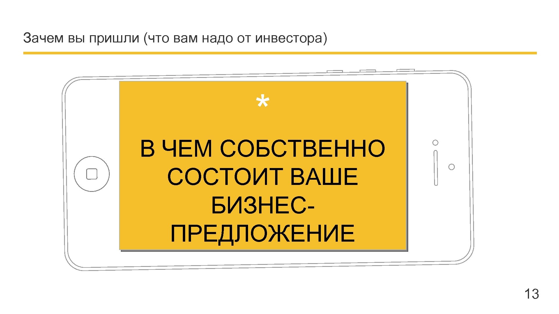 Зачем вы пришли (что вам надо от инвестора) * В ЧЕМ СОБСТВЕННО СОСТОИТ ВАШЕ