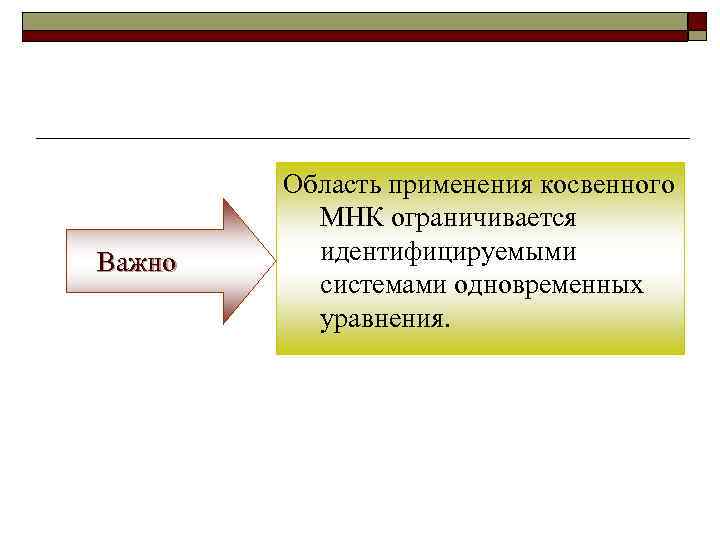 Важно Область применения косвенного МНК ограничивается идентифицируемыми системами одновременных уравнения. 